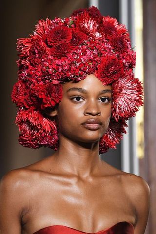 Valentino Models Wore Giant Flower Headpieces and Big Hair at 2018 ...