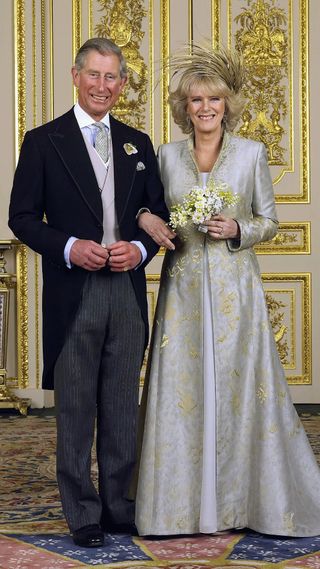 A picture of King Charles and Queen Camilla on their wedding day in 2005
