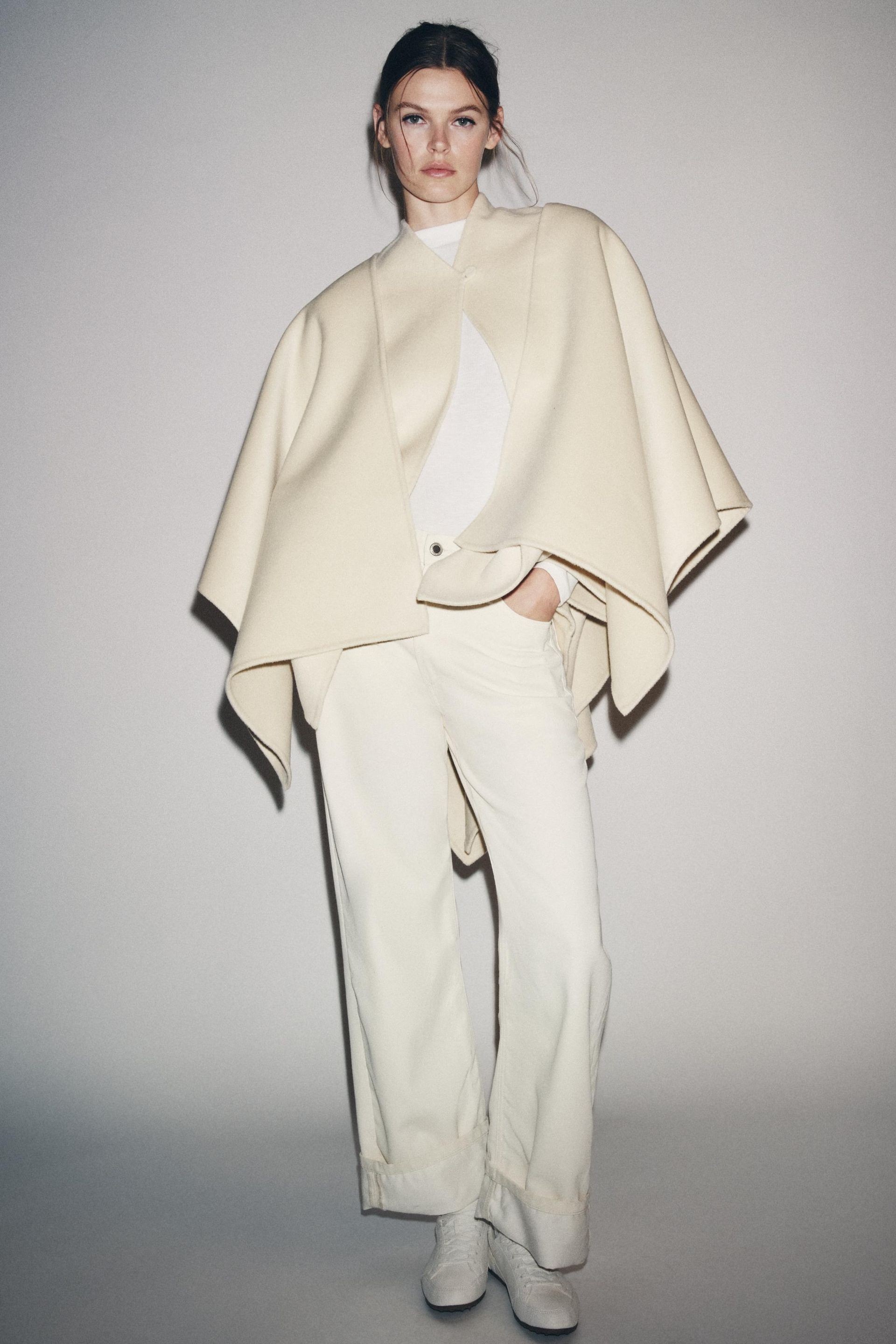 Wool Blend Cape Coat Zw Collection
