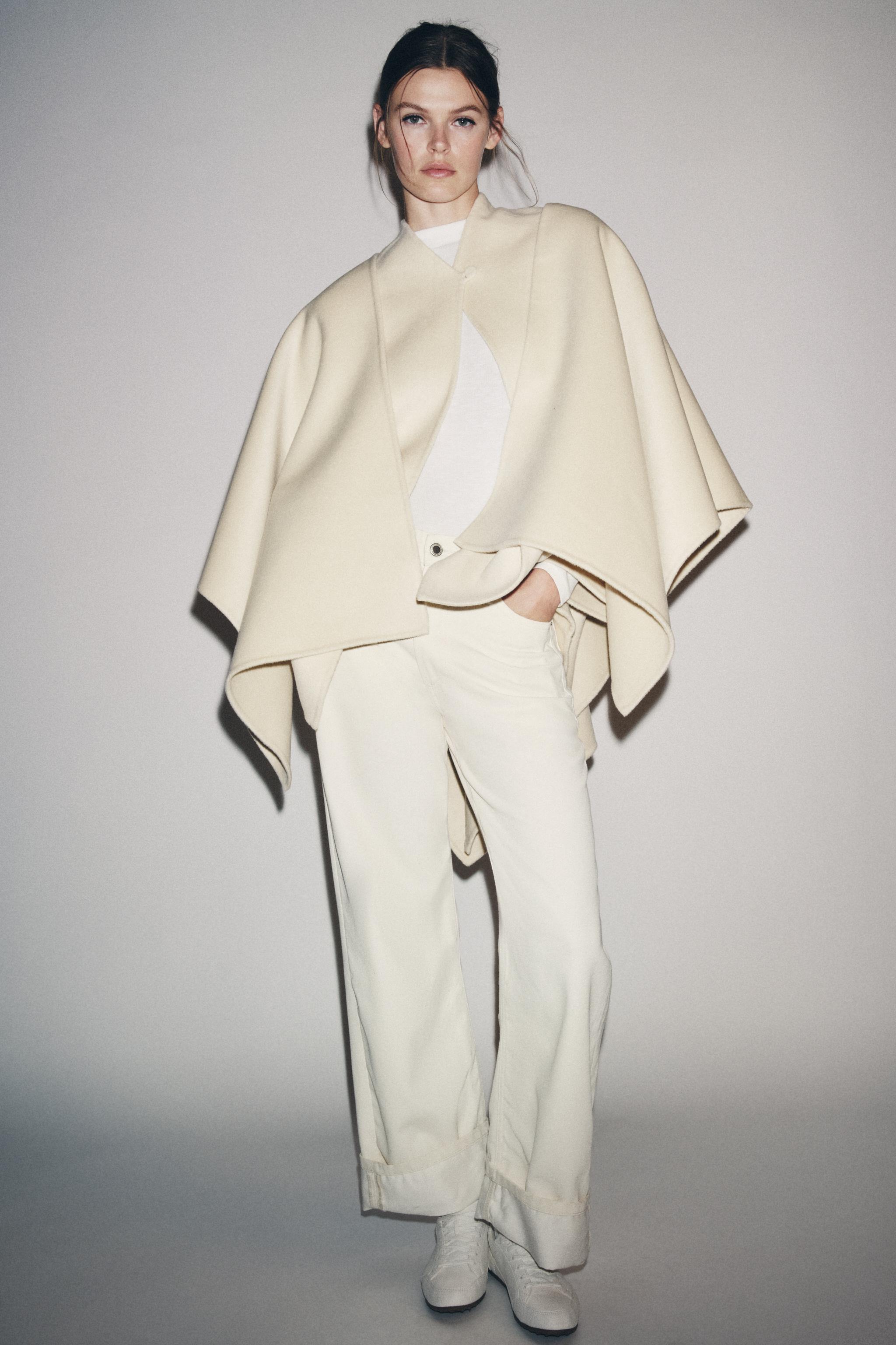 Wool Blend Cape Coat Zw Collection