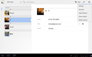 Android 3.0 contacts