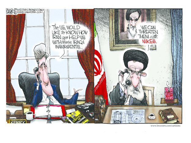 Political cartoon Kerry Iran Iraq