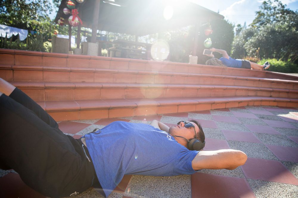 New recruit Travis McCabe relaxes in the Colombian sun during the UnitedHealthcare camp.