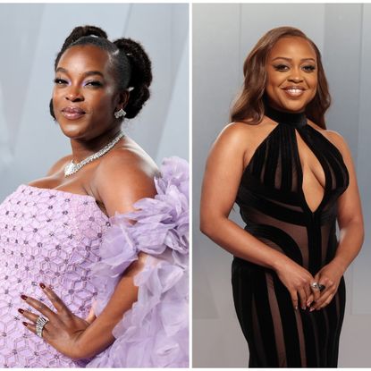 an edit of two black actresses attending the vanity fair oscar party