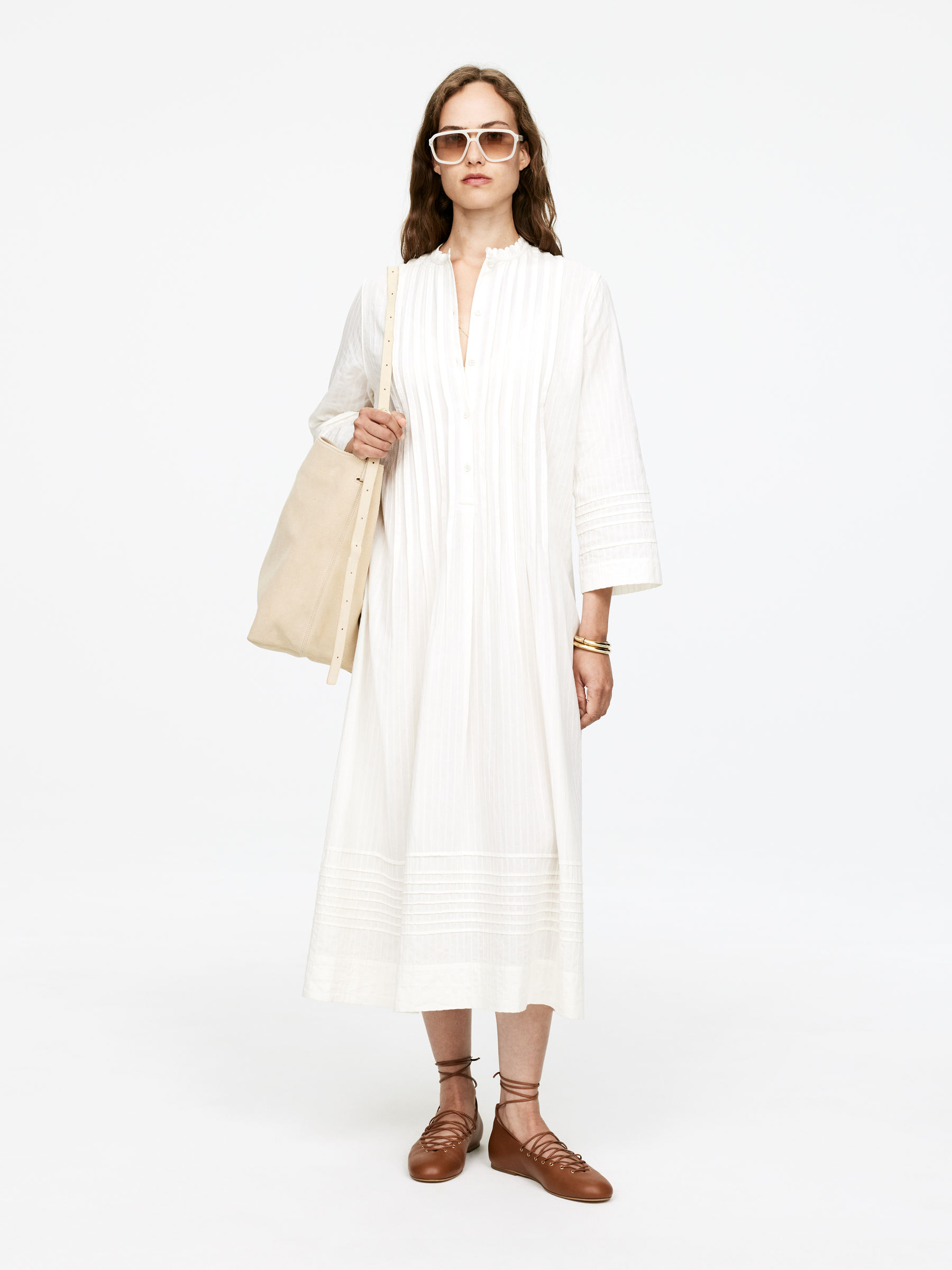 Pintuck Dress 
 Off White 
 Women 
 Arket Gb