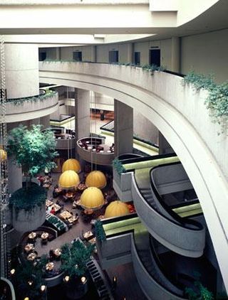 Renaissance Center, Detroit atrium, 1976.