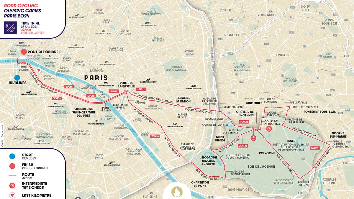 Maps for the Paris 2024 road cycling events