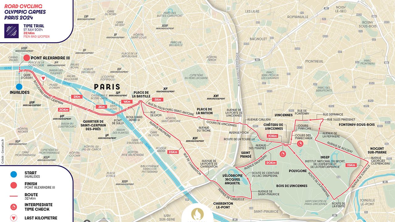 Maps for the Paris 2024 road cycling events
