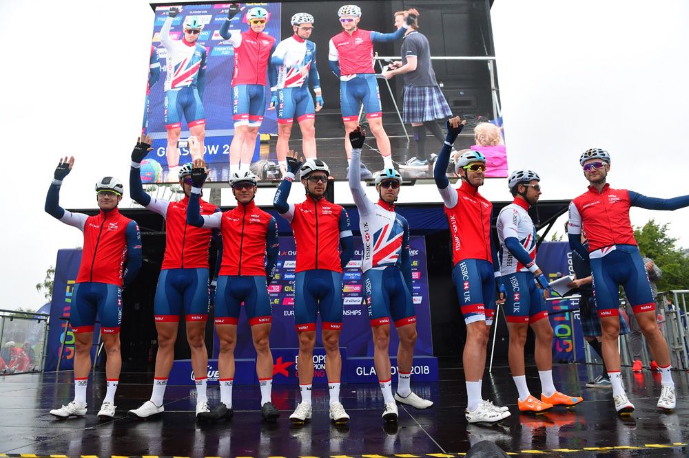 The Great Britain team waves to the crowd
