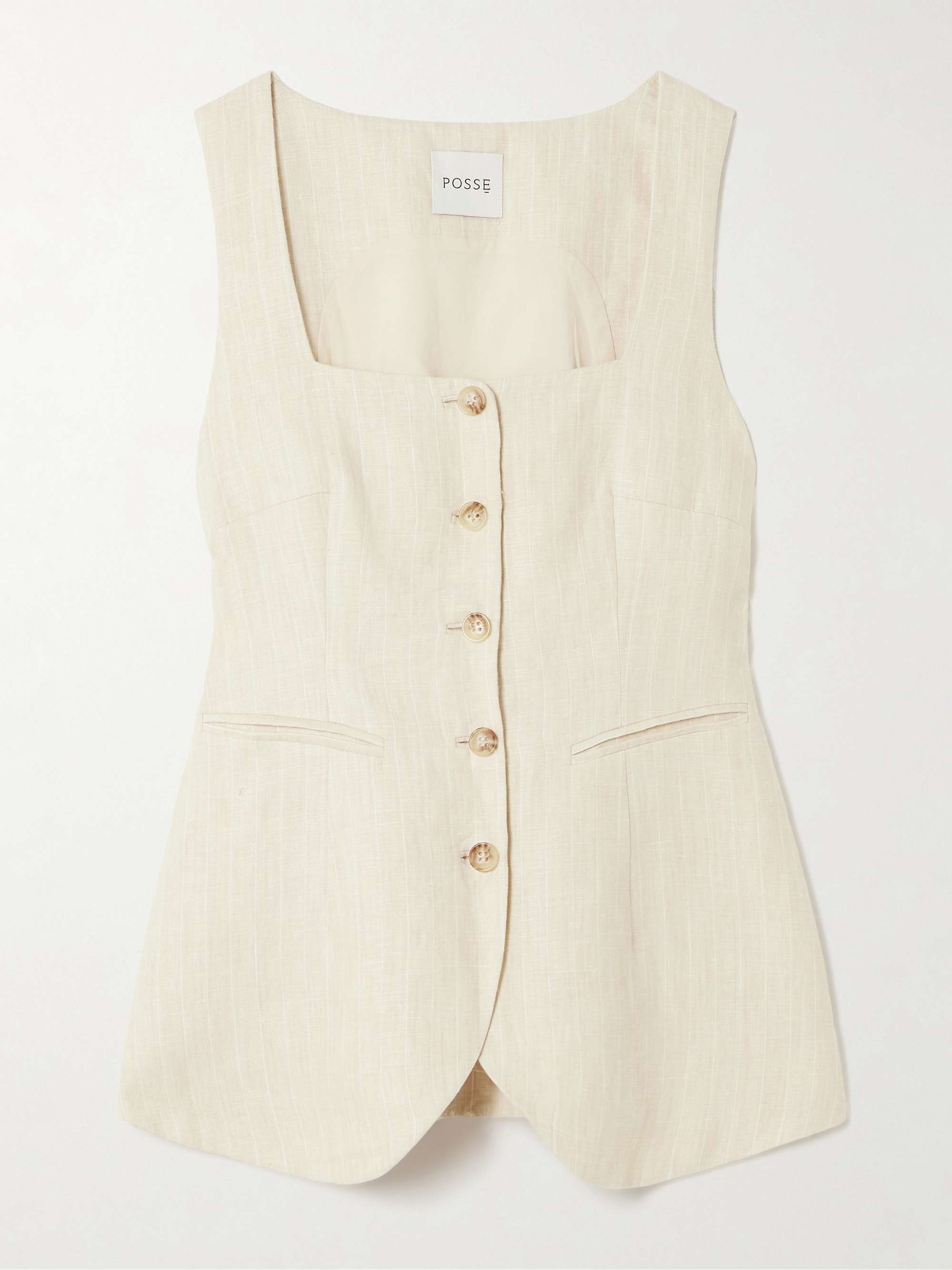 Lucille Pinstriped Linen Vest