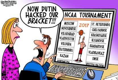 Editorial Cartoon U.S. Putin Russia hacks NCAA bracket