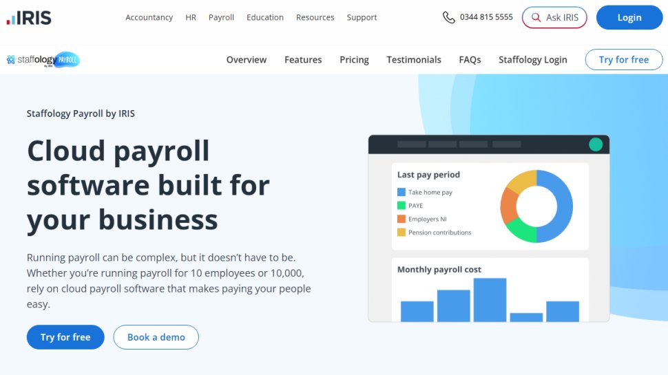 Website screenshot of Staffology Payroll (March, 2026)