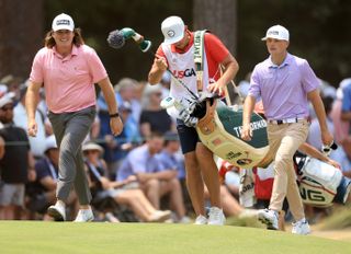 Amateurs Luke Clanton (right) and Neal Shipley during 2024 US Open final round