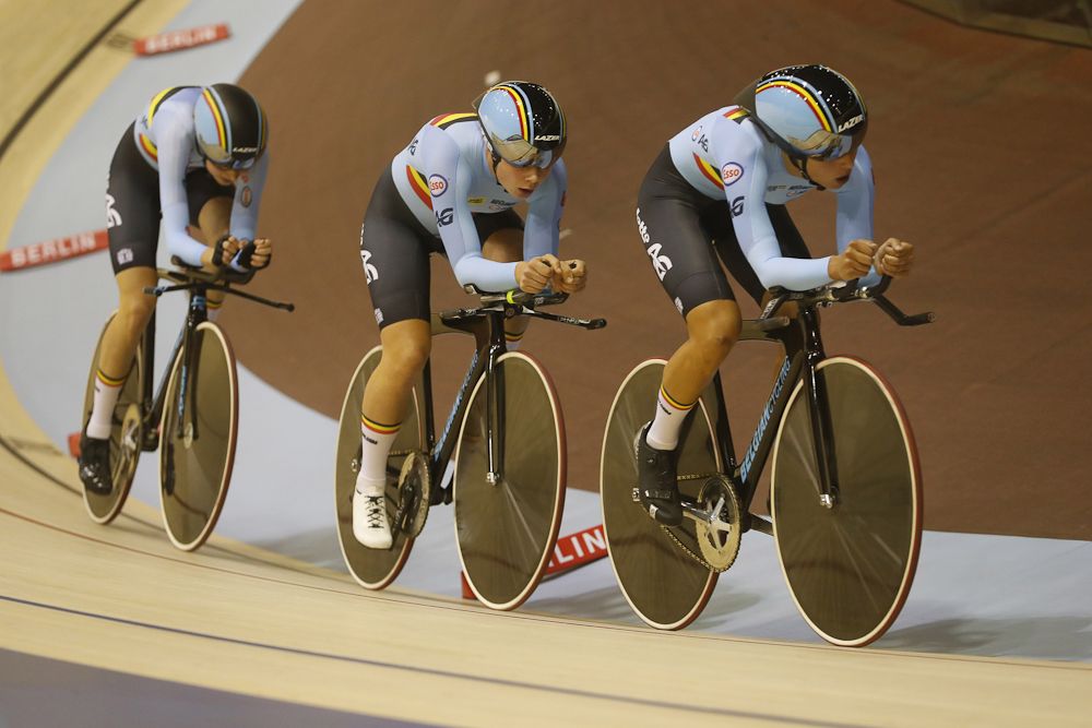 Belgium competes in round 1 during the team pursuit