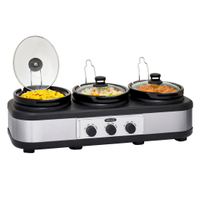 Bella - 3 x 2.5-Quart Triple Slow Cooker - Stainless Steel/Black