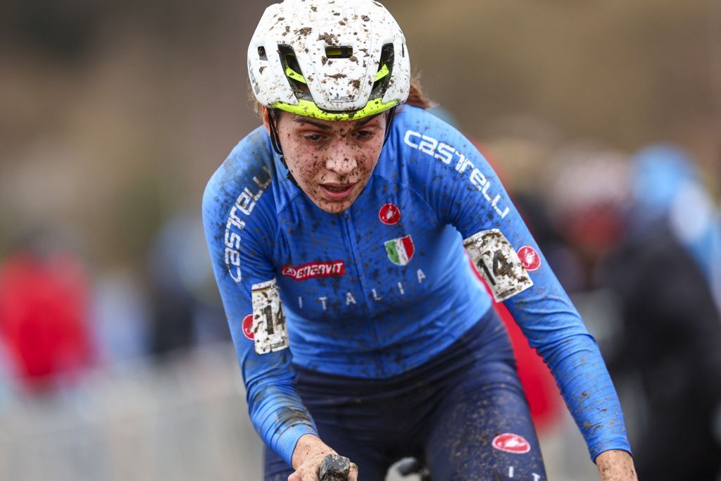 Italian Sara Casasola pictured in action during the Elite women race event of the Cyclocross World Championships on Saturday 03 February 2024 in Tabor, Czech Republic. BELGA PHOTO DAVID PINTENS (Photo by DAVID PINTENS / BELGA MAG / Belga via AFP)