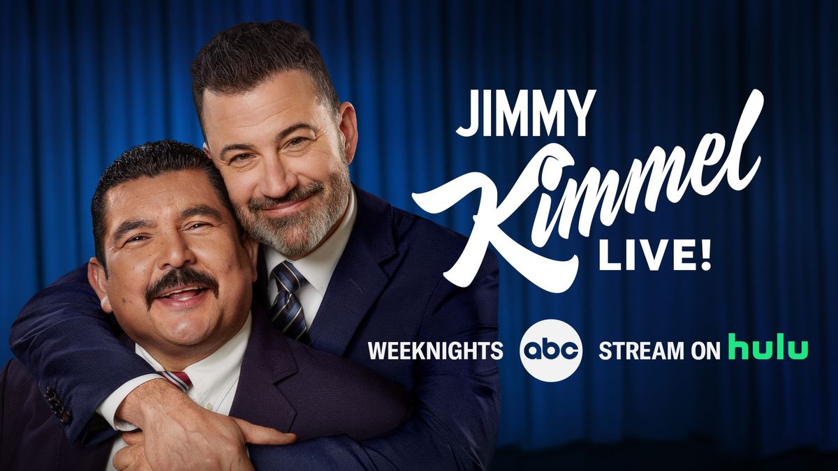 Key art for Jimmy Kimmel Live! featuring Guillermo Rodriguez and Jimmy Kimmel