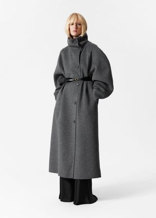 Wool-Blend Funnel-Collar Coat