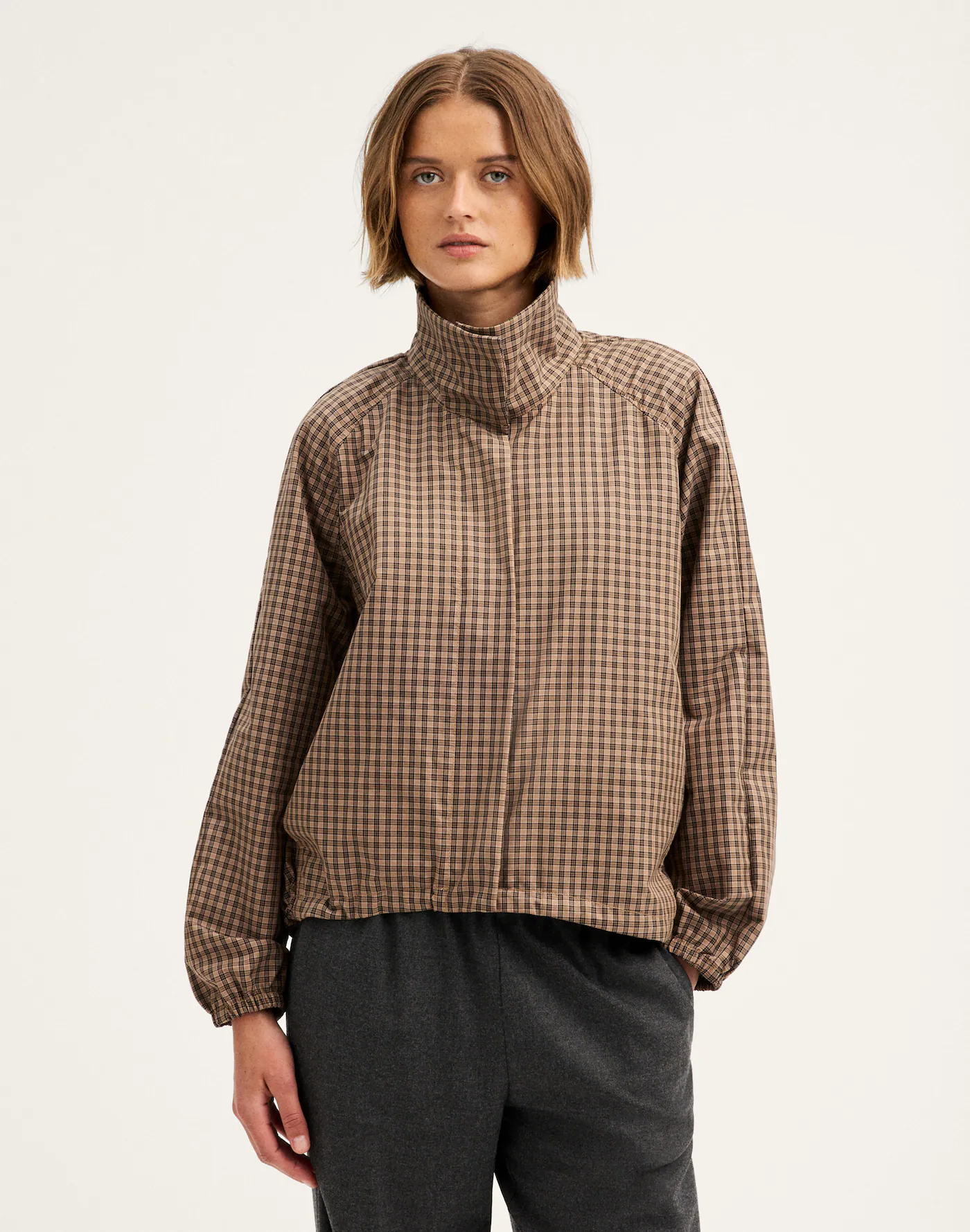 Funnel-Neck Windbreaker Jacket