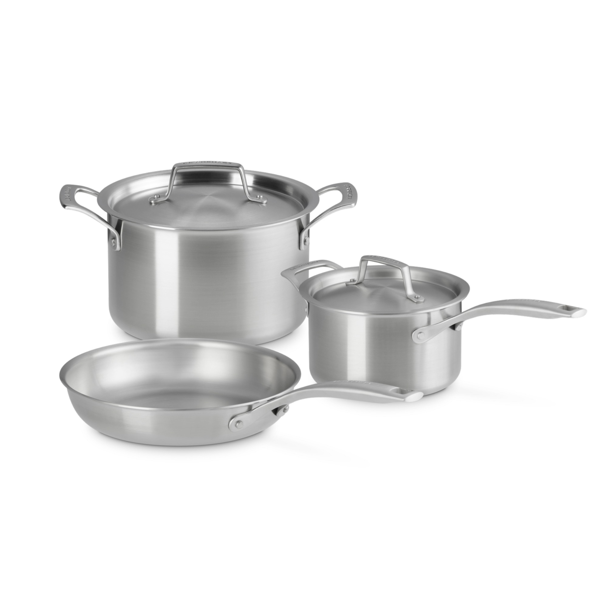 Le Creuset stainless steel 3 ply pan set
