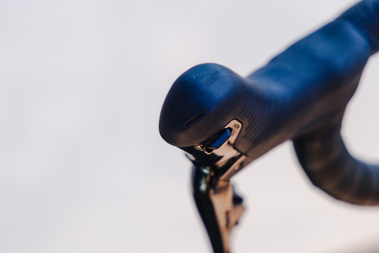 A close up of a new Shimano Dura Ace groupset