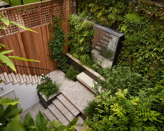 kensington courtyard garden design from above with steps
