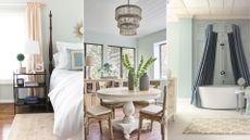 Three rooms all painted in Sea Salt by Sherwin Williams