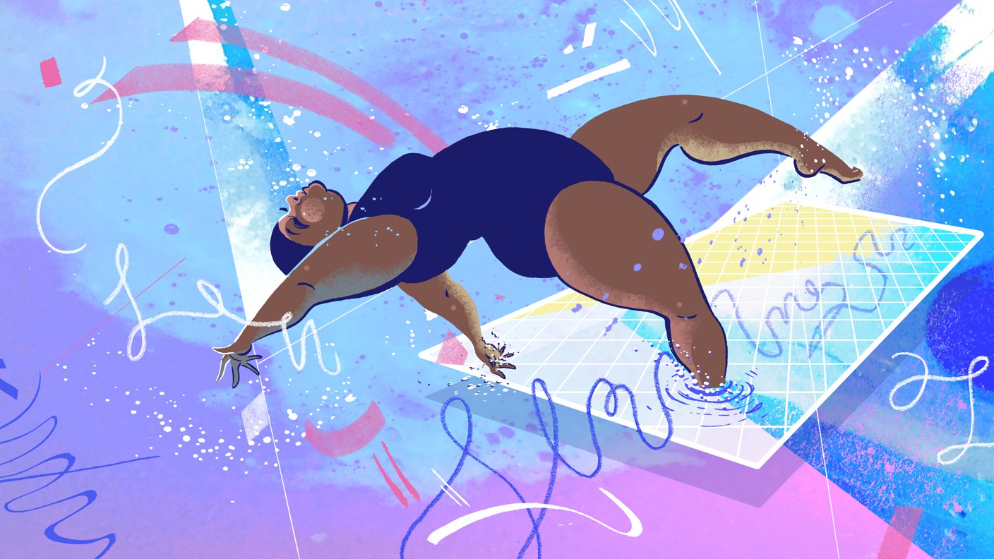 After Effects tutorials: woman diving illustration