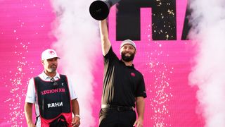 Jon Rahm with the LIV Golf United Kingdom trophy