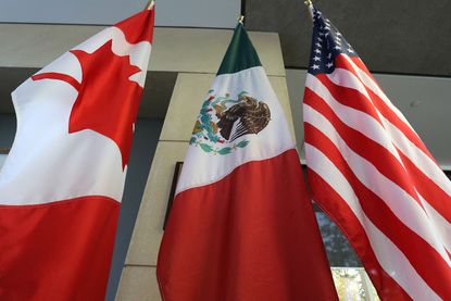 Flags representing NAFTA.