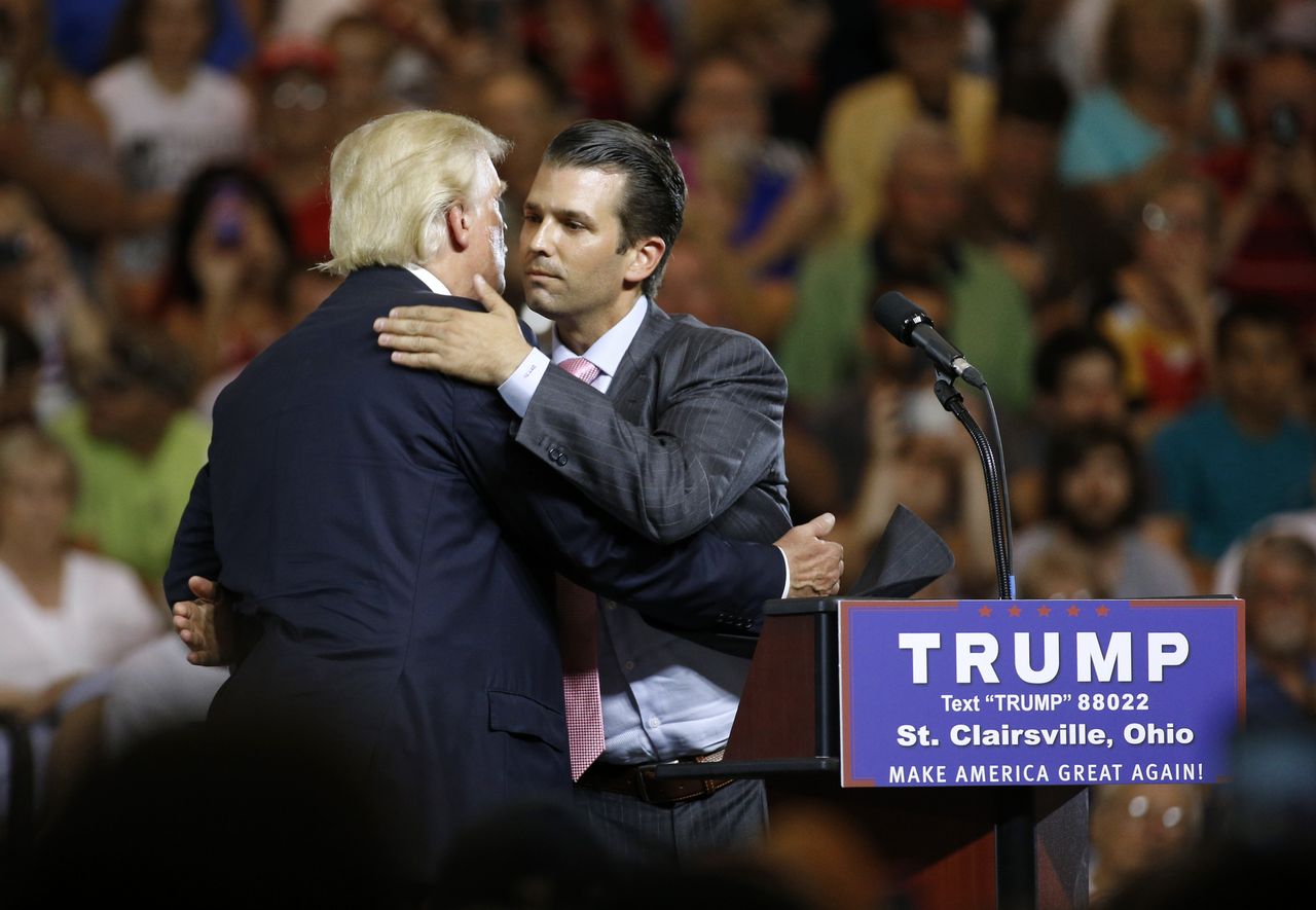 Donald Trump and Donald Trump Jr. on the campaign trail in June 2016.