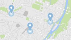 A cartoon city map with location tags