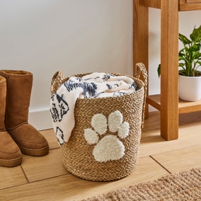 Paw Print Tapered Seagrass Storage Basket