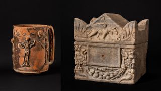 Grave goods unearthed in a Roman cemetery in France.