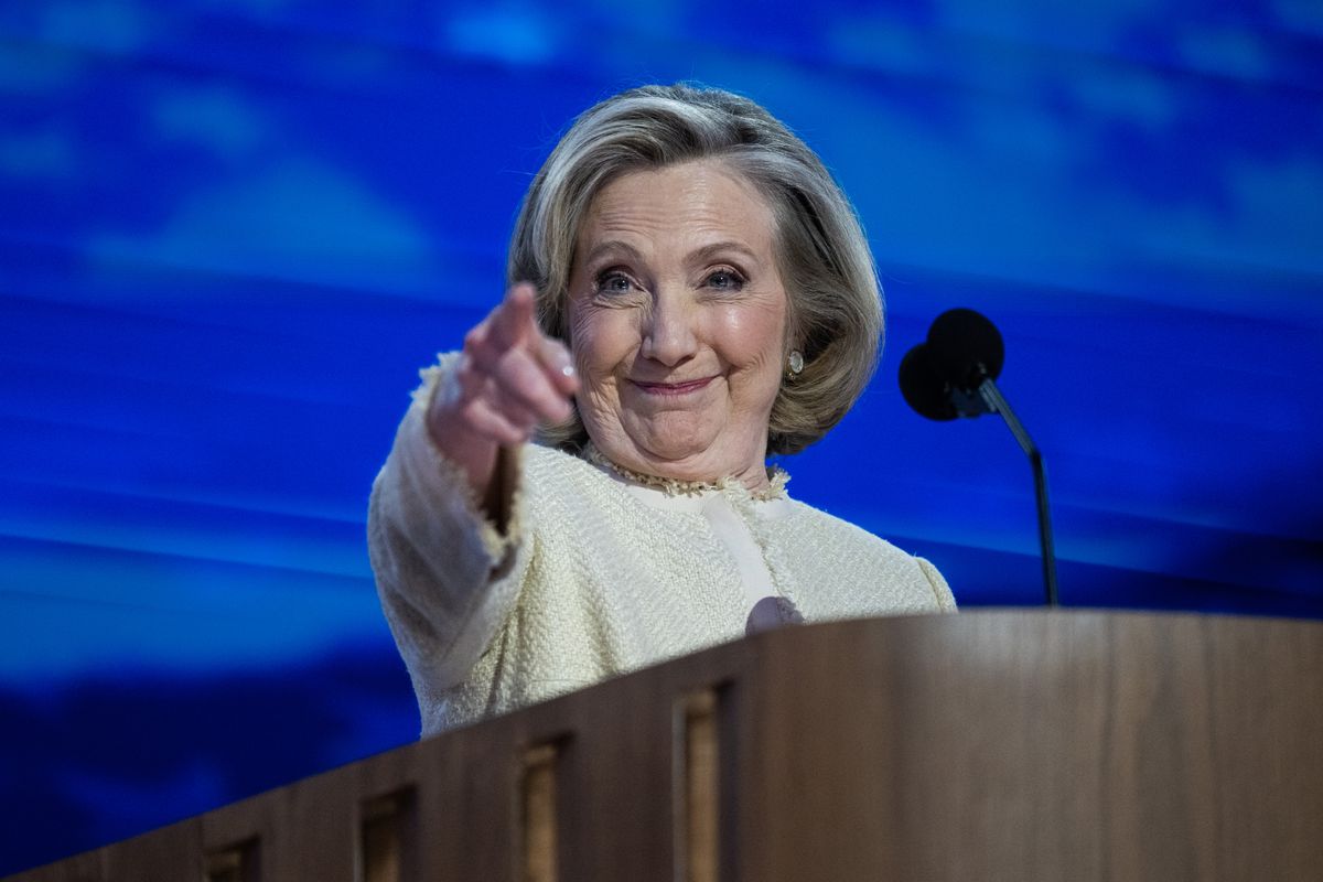 Hillary Clinton addresses the Democratic National Convention at the United Center in Chicago, Ill., on Monday, August 19 2024