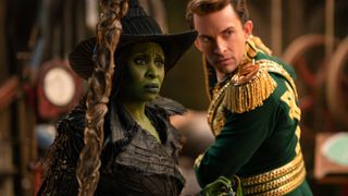 Cynthia Erivo as Elphaba and Jonathan Bailey as Fiyero in Wicked: For Good