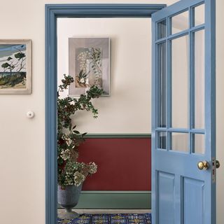 Door frame painted with Farrow & Ball Stone Blue paint
