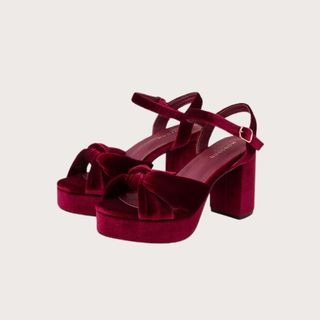 Nola Velvet Platform Heels Red