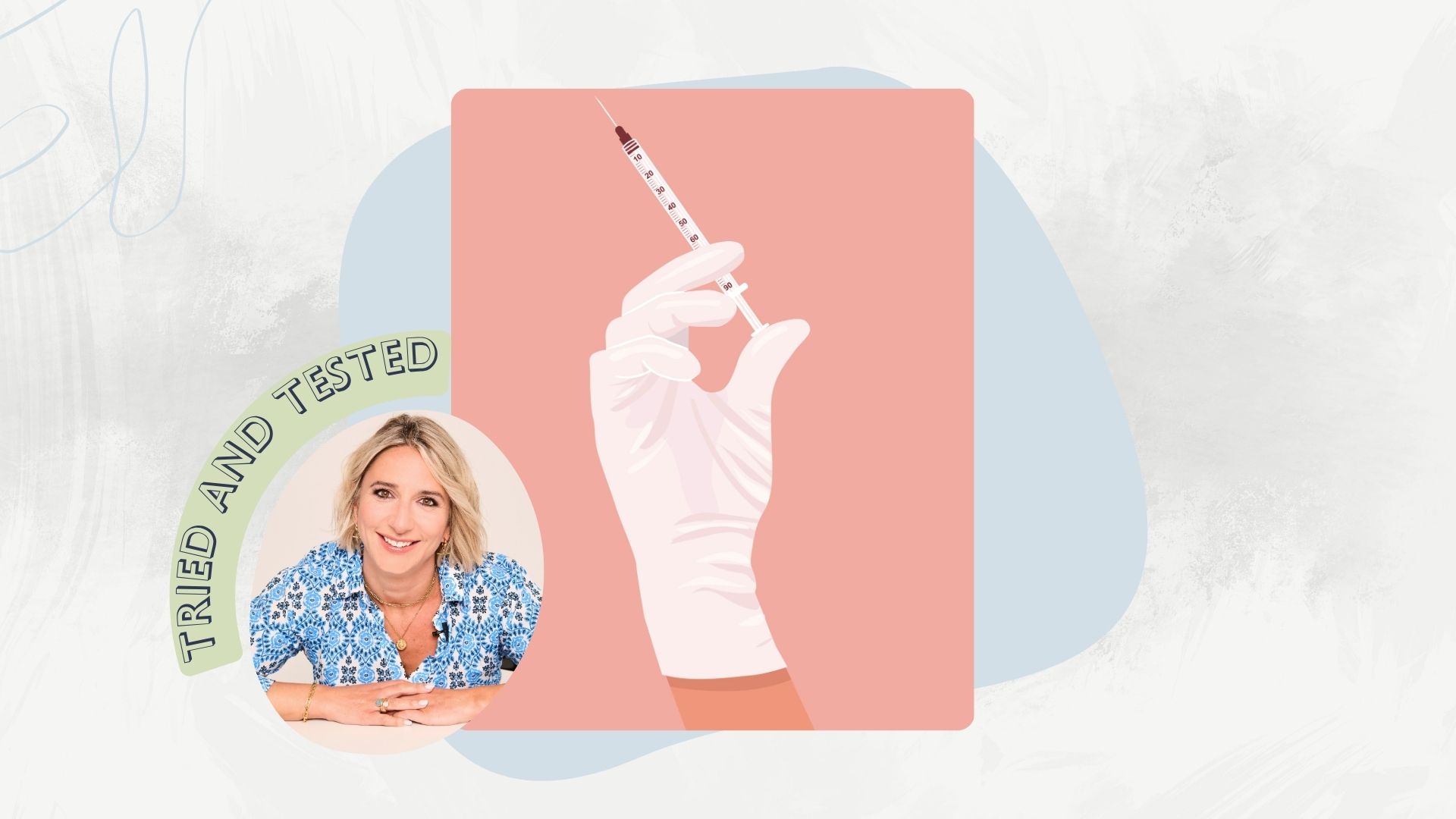 woman&amp;home editor in chief hannah fernando pictured beside an illustration of a hand holding a syringe with a glove on 