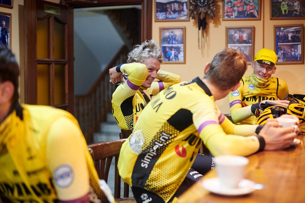 A coffee stop is a welcome distraction at the remote camp