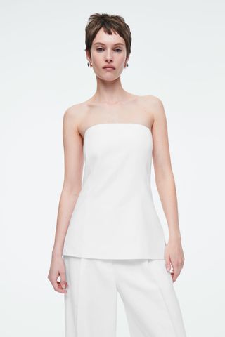 White linen bustier top