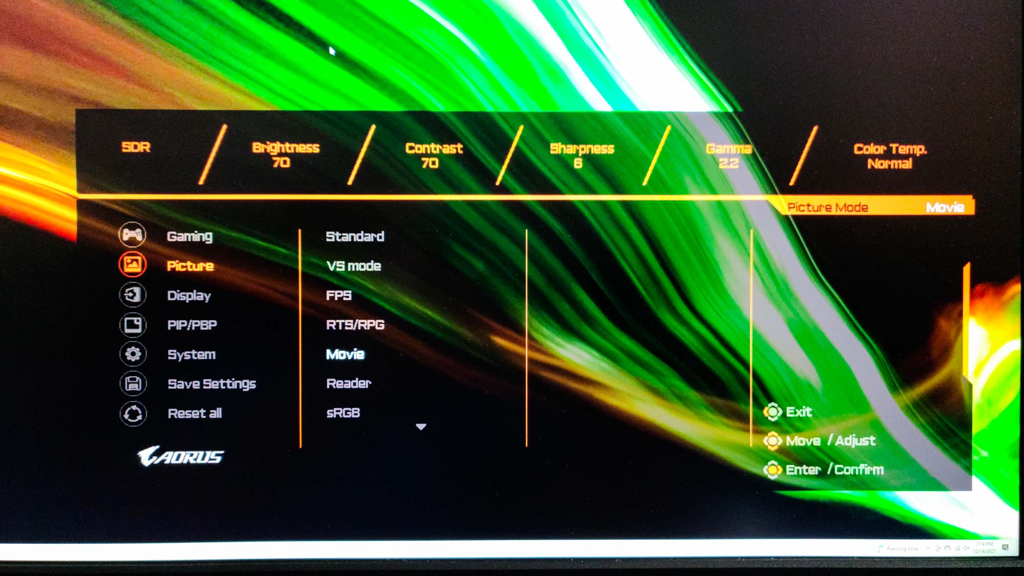 Gigabyte Aorus FI32U settings