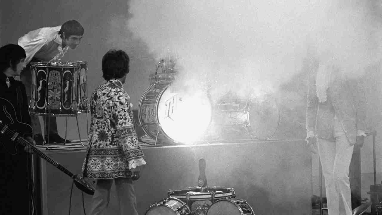 The Who after setting off a smoke bomb live on The Smothers Brothers TV show in 1967