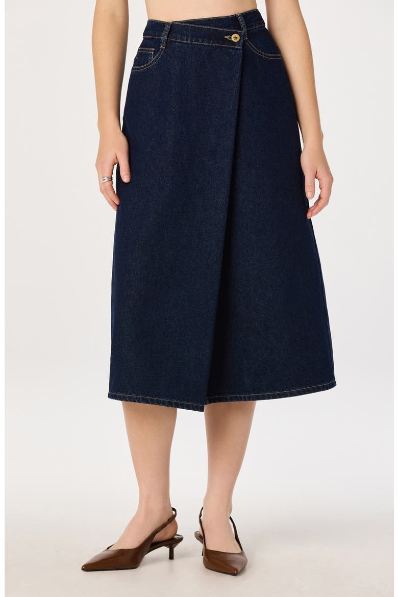 Pearl Denim Midi Skirt
