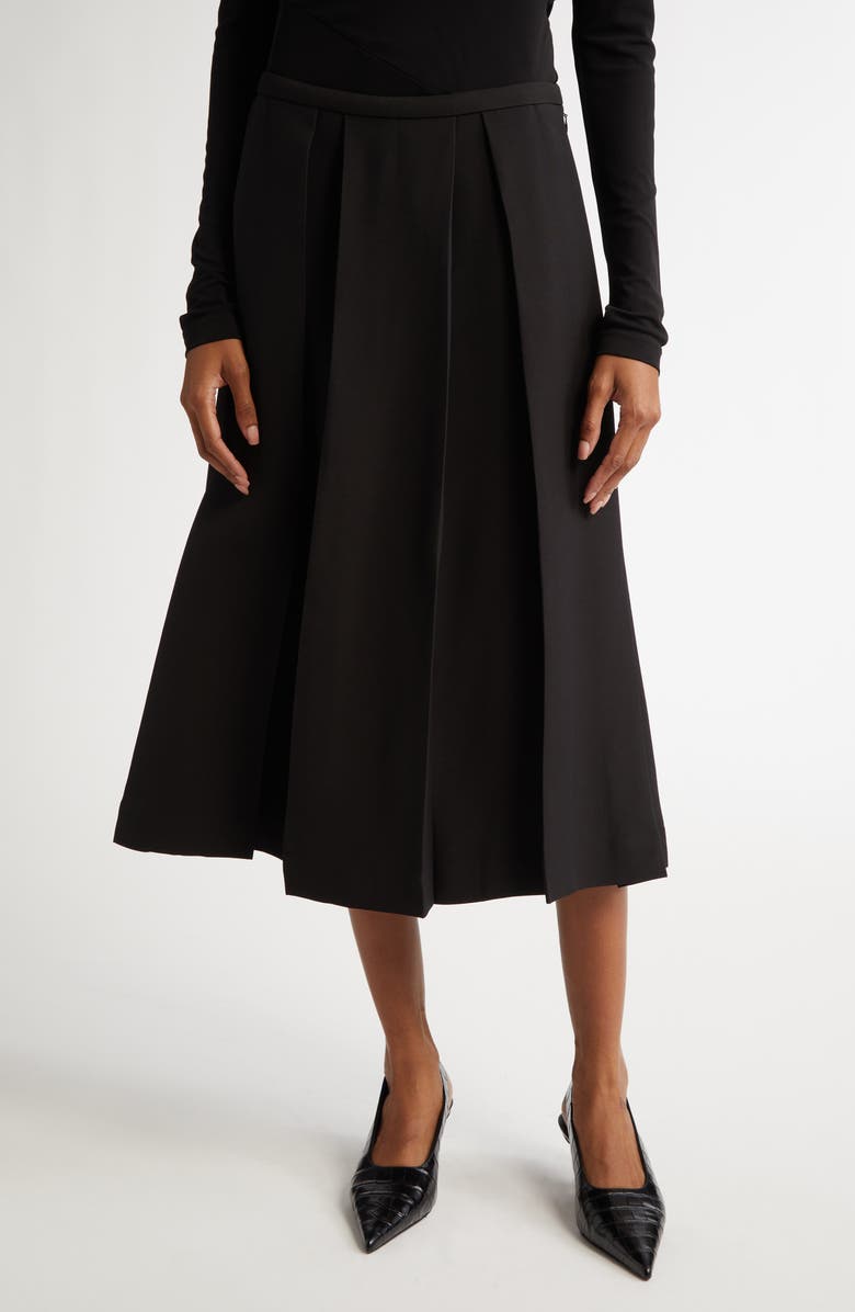 Twinflower Pleated Wool & Silk Midi Skirt