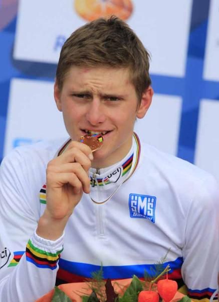 Matej Mohoric (Slovenia) gets a taste of gold