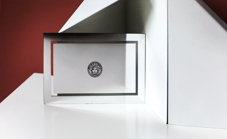 flexible Perspex was printed with silver and featured a transparent window border