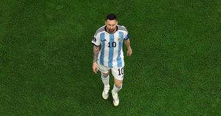 Lionel Messi of Argentina looks on during the FIFA World Cup Qatar 2022 Final match between Argentina and France at Lusail Stadium on December 18, 2022 in Lusail City, Qatar. 