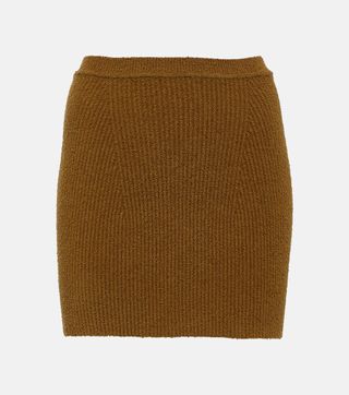 Ribbed-Knit Cotton-Blend Miniskirt