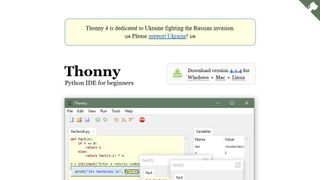 Website screenshot for Thonny.